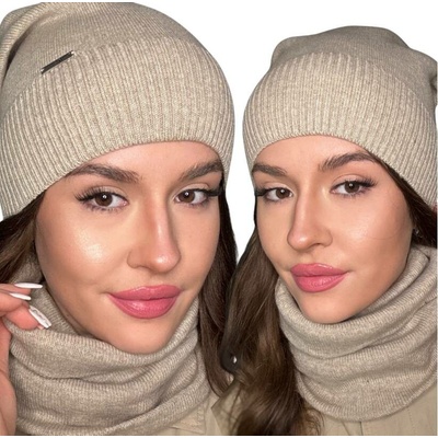 Fashionweek Dámská sada čepice + nákrčník S2917 Béžová