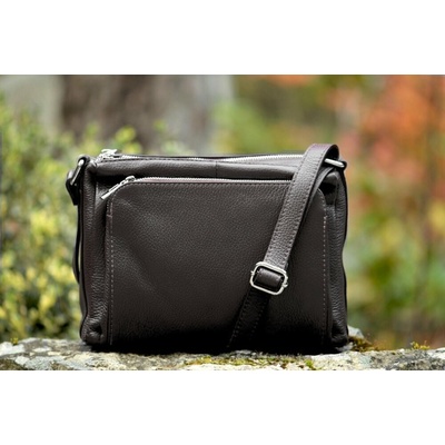 MaxFly 5542 tmavě hnědá kožená crossbody kabelka