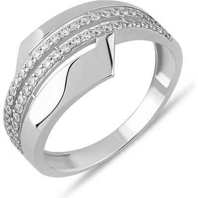 Lillian Vassago Prsten zdobený zirkony z bílého zlata LLV06 GR174W