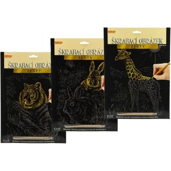 Škrabací obrázok zlatý A4 23x32cm 3 druhy