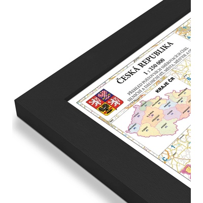 Excart Maps ČR - nástěnná mapa PSČ 135 x 90 cm Varianta: mapa v dřevěném rámu, Provedení: Pegi černý