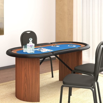 ZBXL Pokerový stůl pro 10 hráčů modrý 160 x 80 x 75 cm