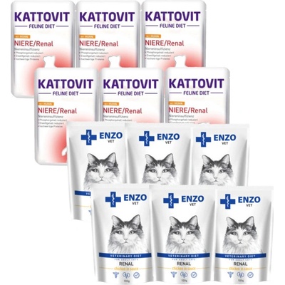 Kattovit Niere/Renal kuřecí 6x85 g + ENZO VET Renal kuřecí maso 6x100 g