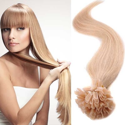 Girlshow Vlasy na metodu keratin 51 cm, kvalita Remy AAA, sada 100 ks x 0,5 g 27 plavá 27 (karamelová)