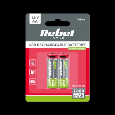 Rebel BAT2014 AA 1600 mAh Li-ion 1,5 V 2 ks USB-C