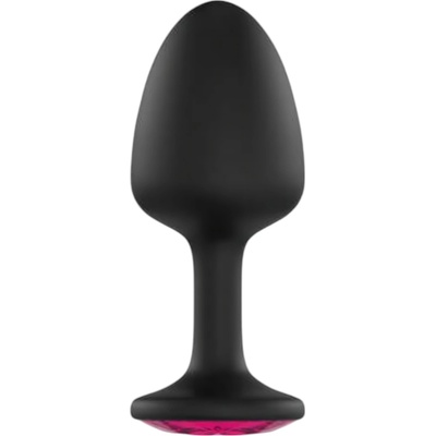 Dorcel Geisha Plug Ruby L - анален плъг с розов камък (черен)