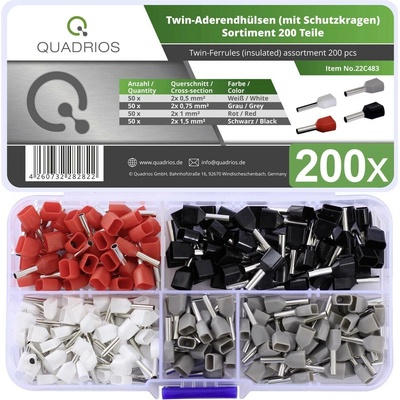 Quadrios 22C483 sada dutiniek 0.5 mm², 0.75 mm², 1.0 mm², 1.5 mm² čiastočne izolované 200 ks