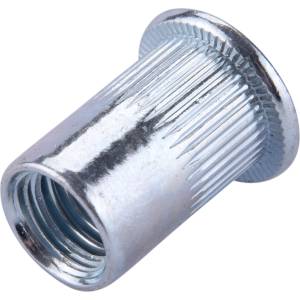 Fortum гайка за нитове klt. 20 бр. , M10, POP-NUT, поцинкована стомана, кръгла, отворена, с плосък ръб, назъбена FORTUM