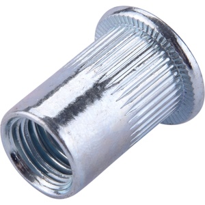 Fortum гайка за нитове klt. 20 бр. , M10, POP-NUT, поцинкована стомана, кръгла, отворена, с плосък ръб, назъбена FORTUM