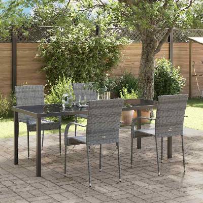 vidaXL Комплект за хранене в градината 5 pcs Сив (3379414)