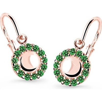 Cutie Jewellery detské náušnice z ružového zlata C2750-10-X-4 zelená