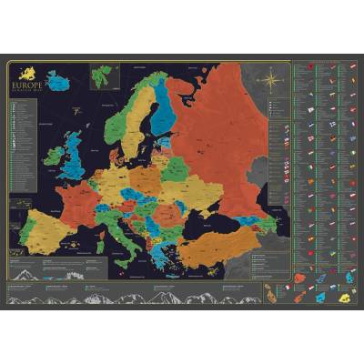 68travel Nástenná mapa Európy (prevedenie bez stieracej vrstvy)