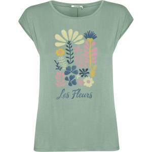 GreenBomb Дамска тениска Greenbomb Women's Les Fleurs Timid T-shirt - Pale Green - размер XS (916-7003-0111)