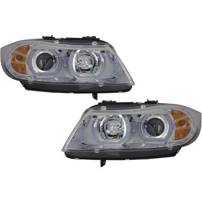 KITT Headlights 3D LED Angel Eyes suitable for BMW E90 E91 (03.2005-08.2008) U-Type Chrome HID