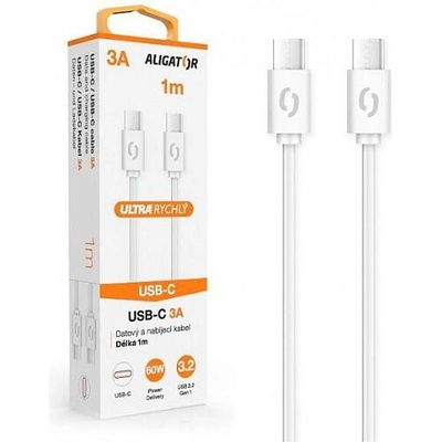 Aligator DATKP32 POWER 60W, USB-C/USB-C 3A, 1m, bílý