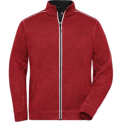 Daiber JN 898 pánská pletená fleecová bunda red melange/black