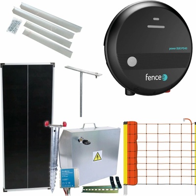 Expert sada solárneho ohradníka - Kompletná bezpečnostná schránka + 4 J zdroj, 100 W panel, sieť pre ovce 90 cm