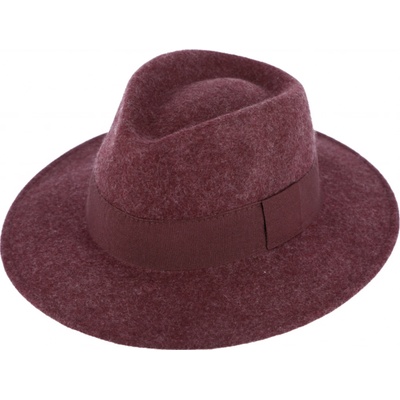 Fiebig Headwear since 1903 Zimní plstěný klobouk melanž s hedvábnou stuhou bordó