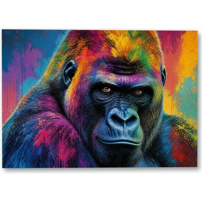 Plakát – Gorila v zářivých pop-artových barvách 105 × 75 cm Bez rámu Ne Bez rámu