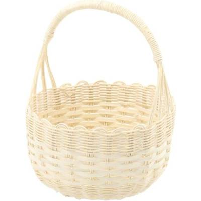 KOŠ RATTANOVÝ 24 x 14/27 CM S DRŽADLEM - BÍLÝ *8765