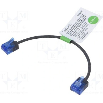 Logilink CQ3003U Patch, RJ45 vidlice,z obou stran, U/UTP, 6a, lanko, Cu, černý