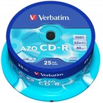 Verbatim 43352 CD-R 700MB/52x/кристално сребърна записваема повърхност/презаписваем CD 25бр. /опаковка (43352)
