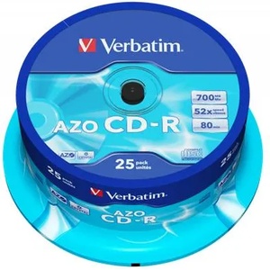 Verbatim 43352 CD-R 700MB/52x/кристално сребърна записваема повърхност/презаписваем CD 25бр. /опаковка (43352)