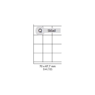 Print etikety 70x67,7 mm biele 12ks (Print etikety 70x67,7 mm, biele, 12ks/A4, 100 A4/bal)