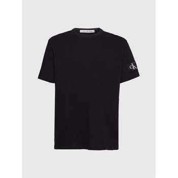 Image 1 of Calvin Klein Jeans Badge Waffle Tee - Black