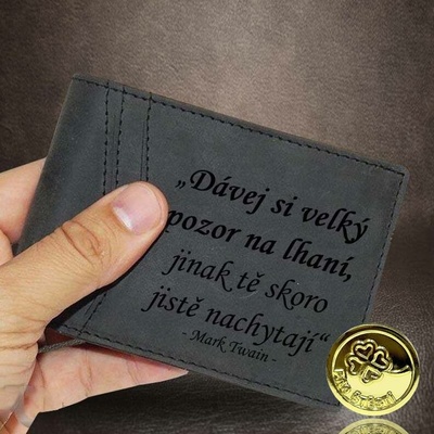 Černá kožená dolarovka s fotkou textem nebo monogramem BEORIGINAL text