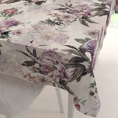 Biante Dekoračný obdĺžnikový obrus Parma PM-112 Fialové kvety na smotanovom 120x180 cm