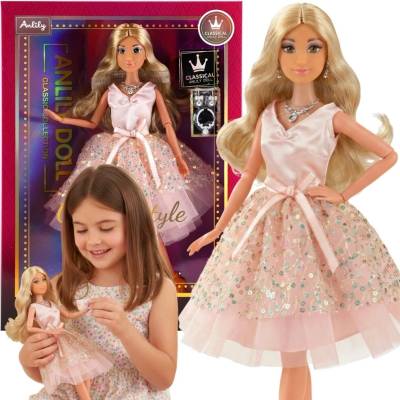 Woopie Royal Lily blond vlasy, ružové šaty, 30 cm