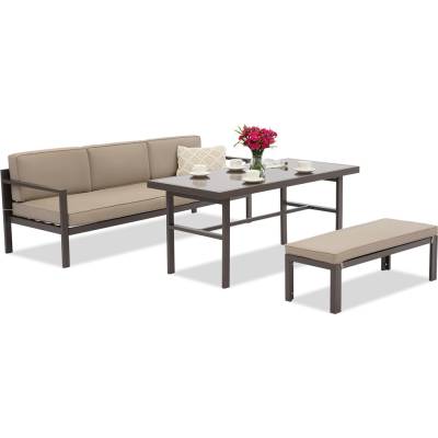 Garden Point Porto Apetito Comfort 3 комплект градински мебели с пейка кафяв Garden Point (GAP307-APE3L)