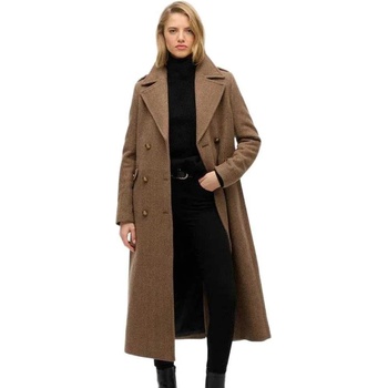 SUPERDRY Палто Superdry Double Breasted Wool coat - Brown (Camel Brown Herringbone)