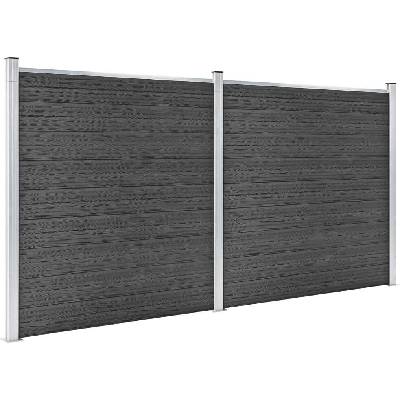 vidaXL Sada plotových dílců WPC 353 x 186 cm černá