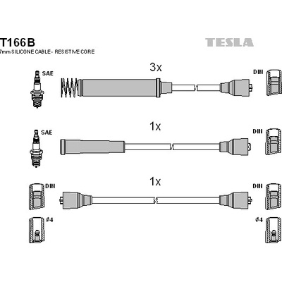 Sada zapaľovacích káblov TESLA T166B