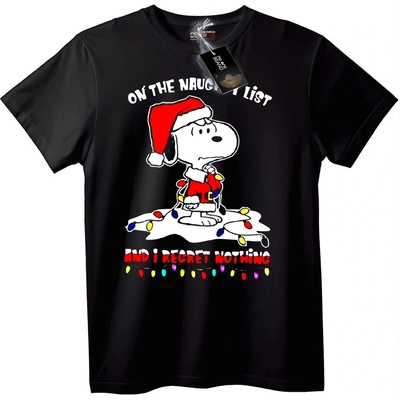 NOONEBRAND Тениска Snoopy Коледен Списък - 2XL, White