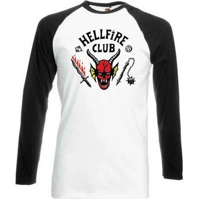 Pánské tričko Stranger Things Hellfire Club dlouhý rukáv černý