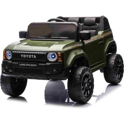 Toyota Land Cruiser 12V Двуместен Акумулаторен Джип, Военно Зелен, EVA Гуми, 2.4 GHz Дистанционно Управление, Литиева Батерия, LED Светлини и Окачване (25874563)