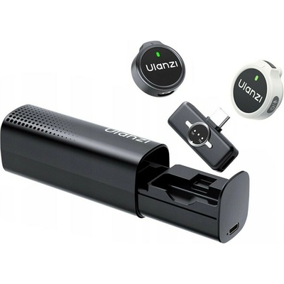 ULANZI A21 USB-C Set 2 x bezdrôtový klopový mikrofón + prijímač, pre telefón, tablet, PC, čierna + biela