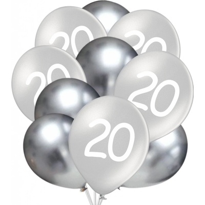 Balonky.cz Balónky 20 narozeniny stříbrné 30 cm mix