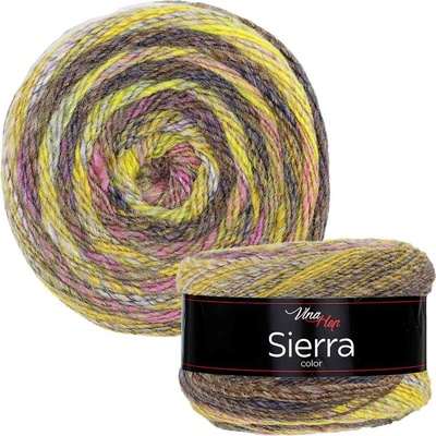 Pletací / háčkovací příze Vlna-Hep SIERRA 7213 žluto-růžovo-hnědá, melírovaná, efektní 150g/450m