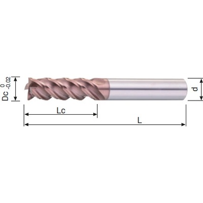OSL Fréza tvrdokovová hpc 4-břitá 5,00x15x50 altisin, 48hrc