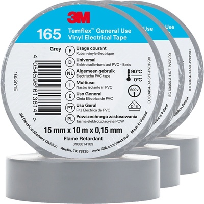 3M Izolačná páska Temflex 165 15 mm x 10 m x 0,15 mm sivá 3 ks