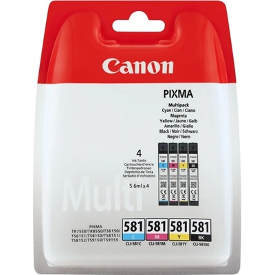 Canon Касети за Canon PIXMA TS9155/TS9150/TS8150/TS8151/TS8152 - Cyan/Magenta/Yellow/Black - 2103C004AA - Canon CLI-581 Multi Pack, Заб. 4x 5.6ml капацитет (2103C004AA)