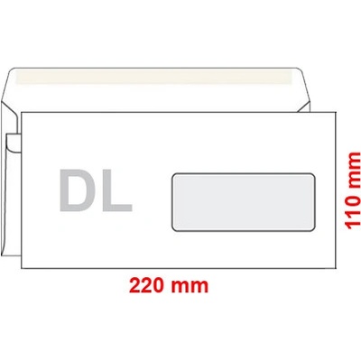 Obálka DL 110x220 mm samolepiaca, s okienkom, 100 ks