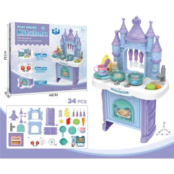 Image 1 of Armtoys ДЕТСКА ГОЛЯМА КУХНЯ ЗАМЪК С ВОДА 34 ЧАСТИ