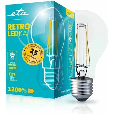 ETA RETRO LEDka klasik filament 9W, E27, teplá bílá