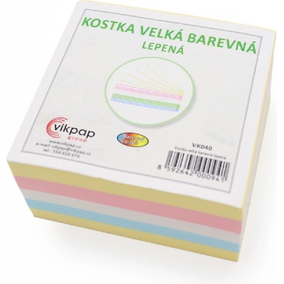 Vikpap VK040 - kostka velká, bílá, barevná, 9 × 9 × 4,5 cm, 500 listů – Zboží Mobilmania