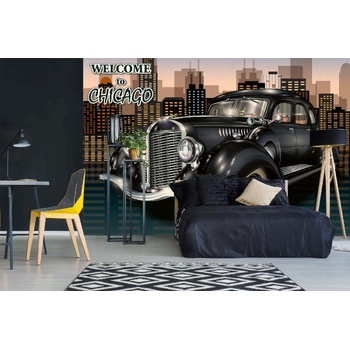 DIMEX ART s. r. o Самозалепваща се флизелинова фототапета ретро плакат чикаго 375 x 250 см